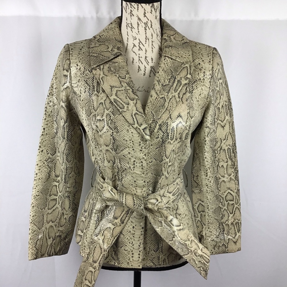 Vakko Sport leather snakeskin printed jacket
